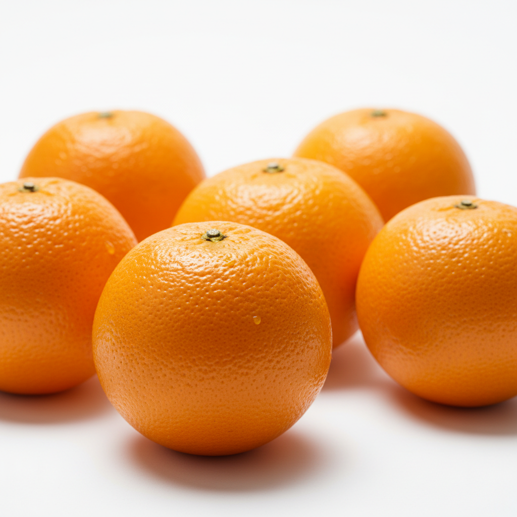 naranjas reales sobre fondo blanco y en formato 1:1