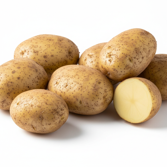 Patatas real sobre fondo blanco y en formato 1:1